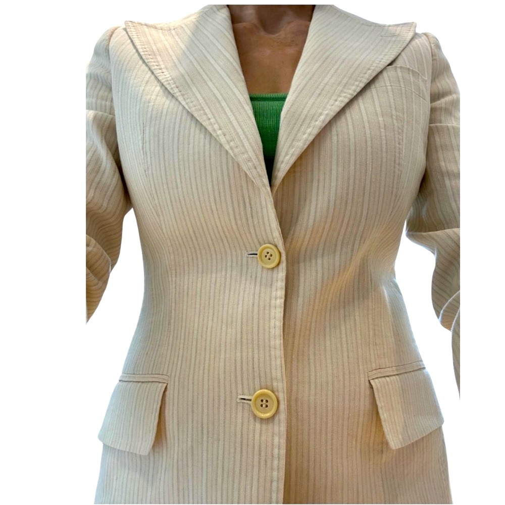 Dolce & Gabbana Beige Pinstripe Blazer